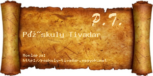 Páskuly Tivadar névjegykártya